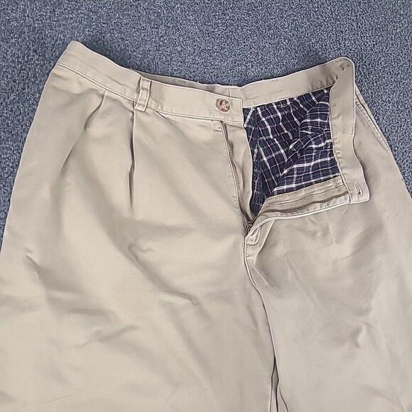 Vintage LL Bean Flannel Lined Pants Mens 40x34 Natural Fit Khaki 162388 - Picture 1 of 9